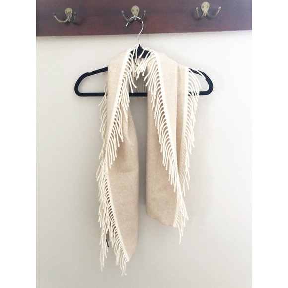 Ann Taylor Accessories - Ann Taylor Cream Fringe Merino Wool Angora Rabbit Scarf
